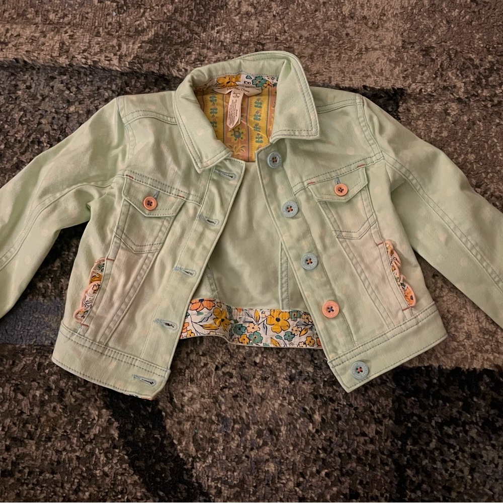 Kids Light Green Denim Jacket